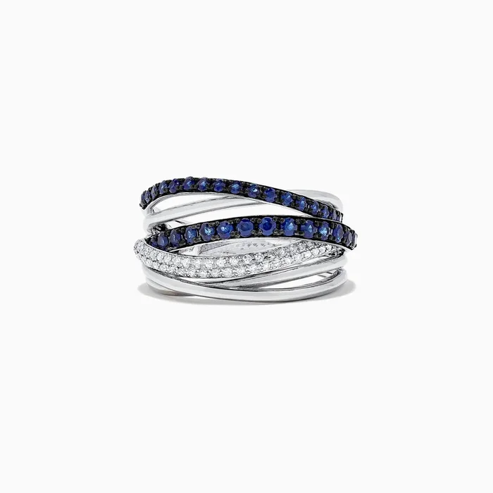 Royale Bleu 14K White Gold Blue Sapphire & Diamond Ring, 0.91 TCW