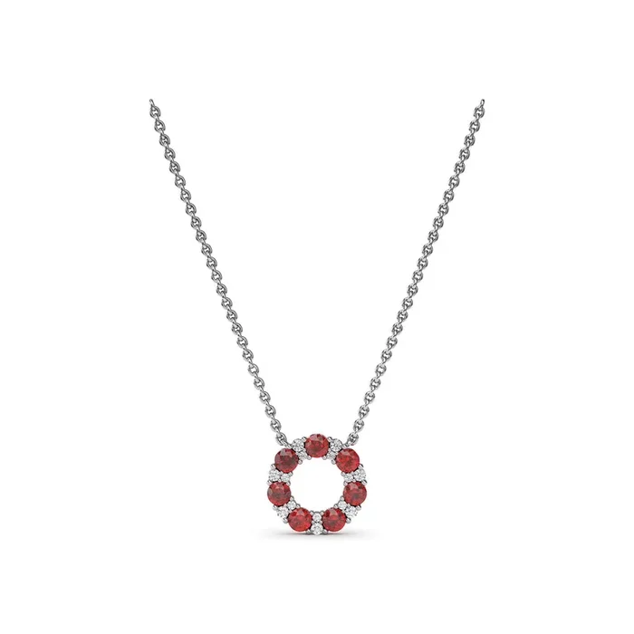 Ruby & Diamond Circle Necklace