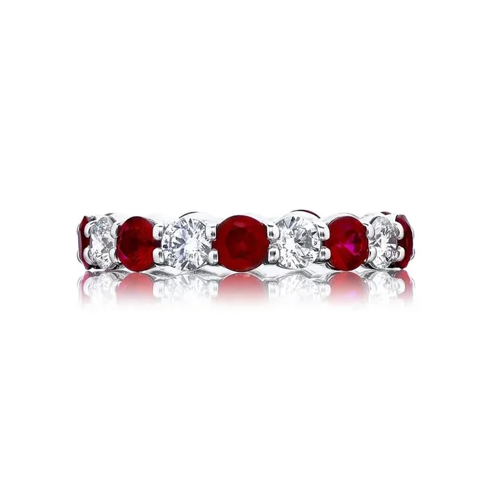 Ruby and Diamond Eternity Band in Platinum Prong Setting