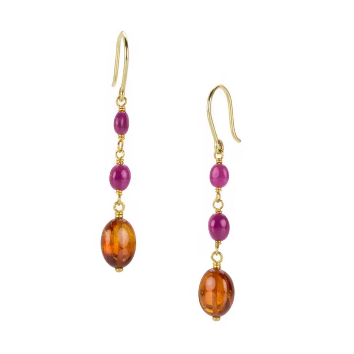 Ruby and Garnet Spun Sugar Earrings