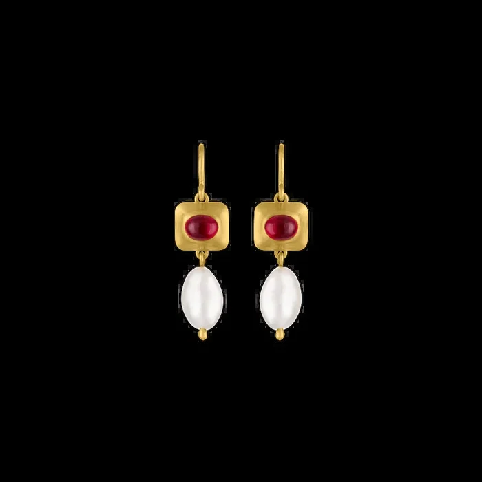 Ruby and Keshi Pearl Pinch Earring