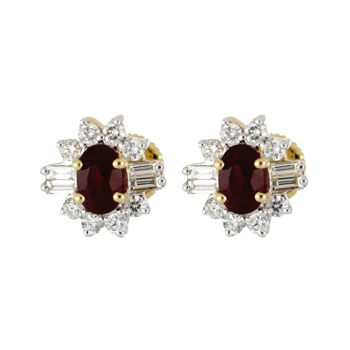Ruby Earrings (Ruby 1.27 cts. White Diamond 0.42 cts. White Diamond 0.2 cts.)