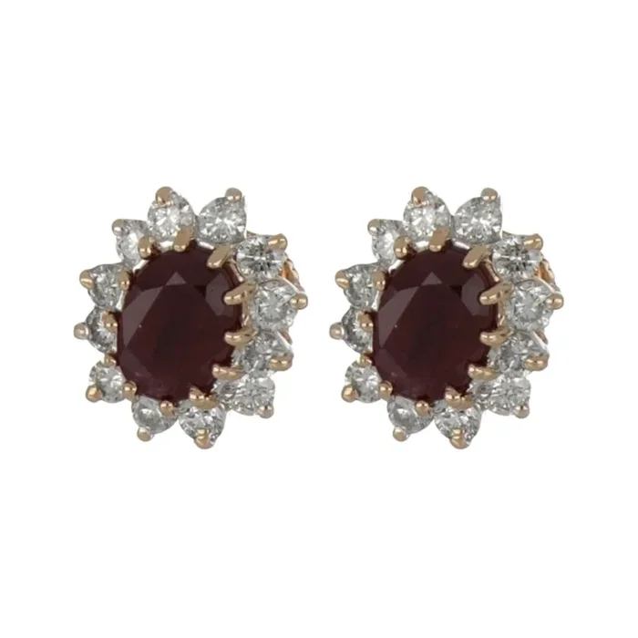 Ruby Earrings (Ruby 2.38 cts. White Diamond 1.04 cts)