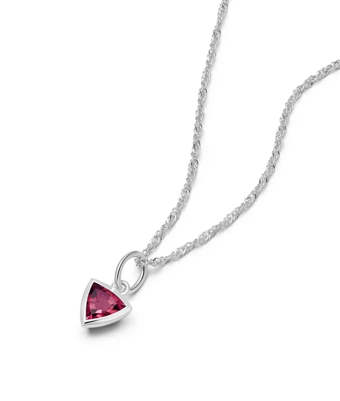 Ruby July Birthstone Charm Necklace Sterling Silver