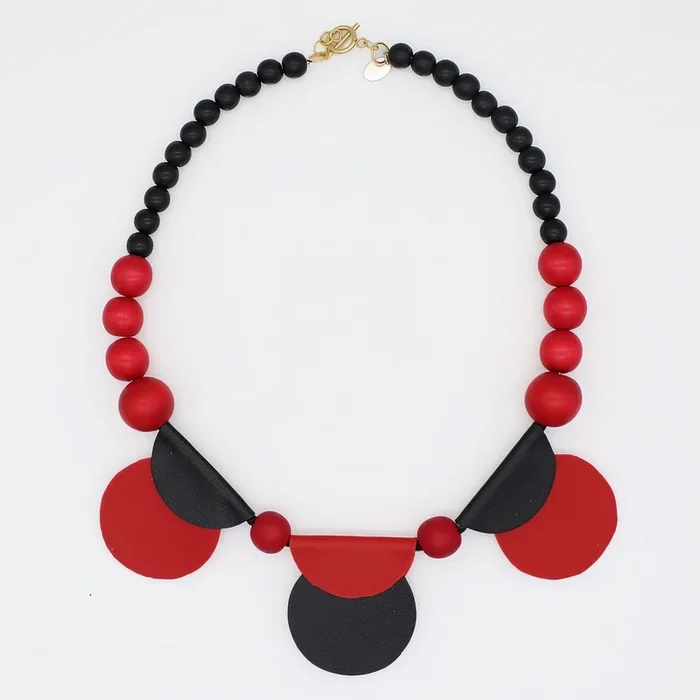 Ruby Rae Half Moon Leather Statement Necklace