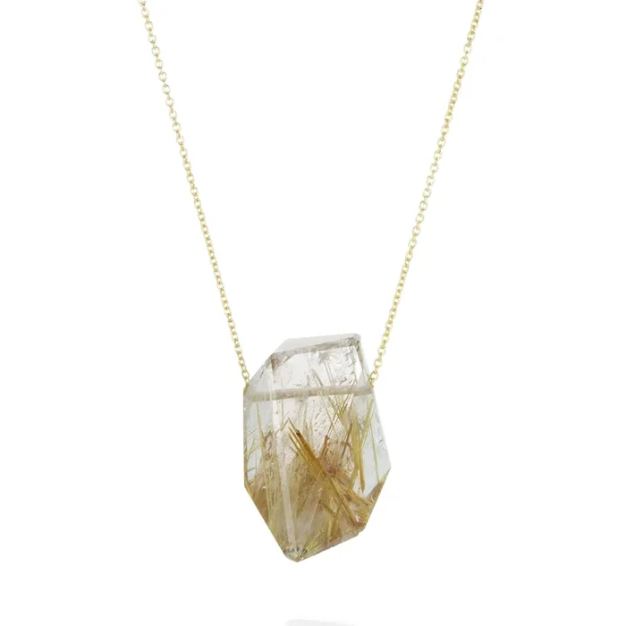 Rutilated Quartz Crystal Necklace
