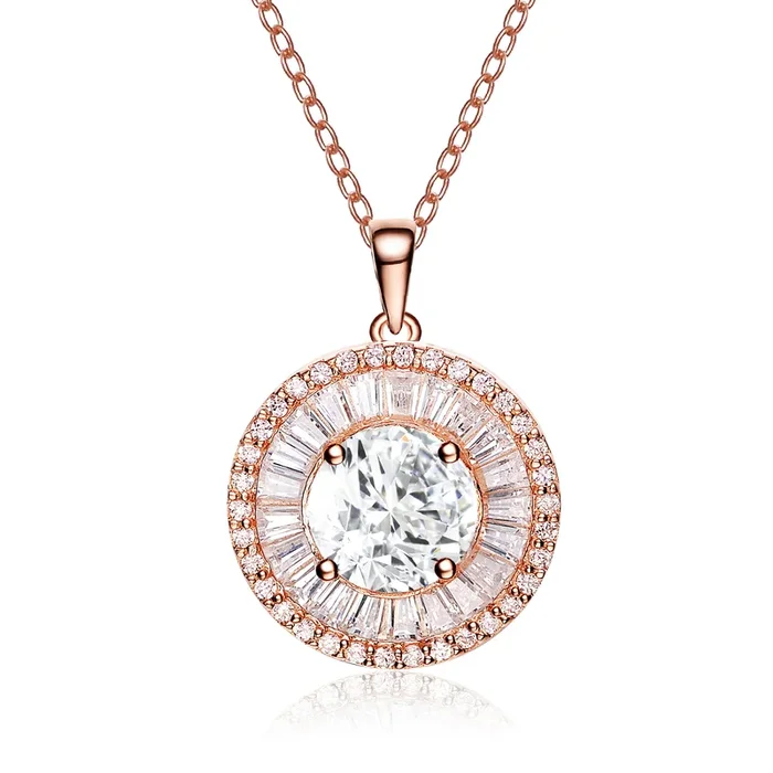 Sabine Round Baguette Pendentif Necklace