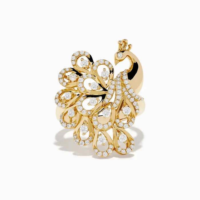 Safari 14K Yellow Gold Diamond Peacock Ring