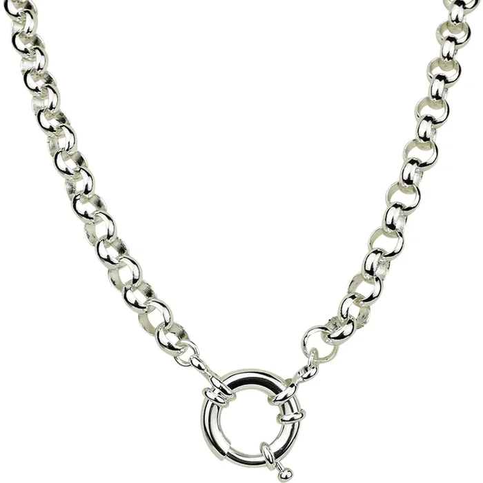 Sailor Ring Large Rolo Chain Charm Holder 17″ Necklace (Sterling Silvertone)