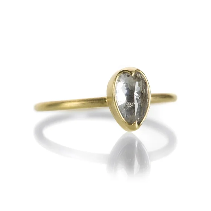 Salt and Pepper Pear Shaped Diamond Ring