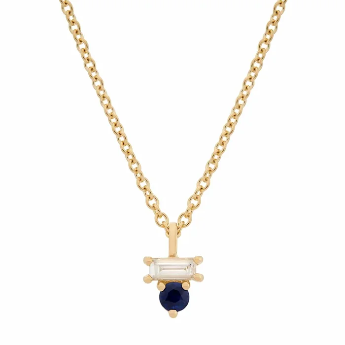 Sapphire & Diamond Baguette Necklace
