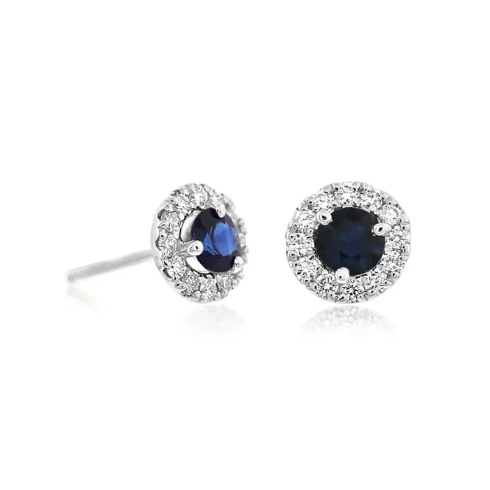 Sapphire & Diamond Halo Earrings