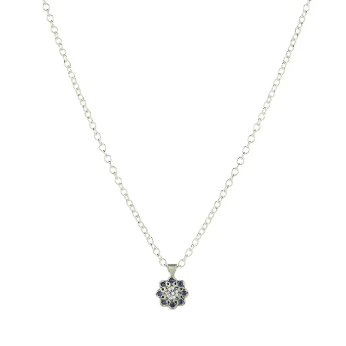 Sapphire and Diamond Moonflower Necklace