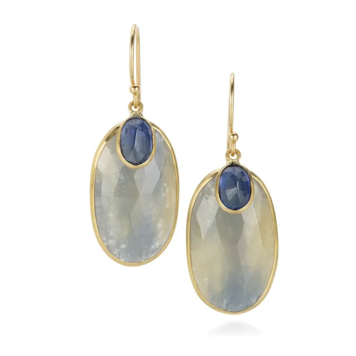 Sapphire and Kyanite Drop Earrings