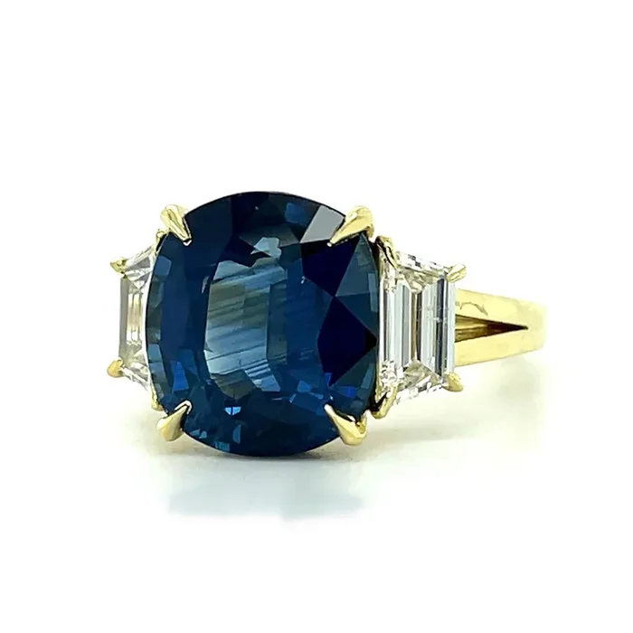 Sapphire Trapezoid Diamond Ring
