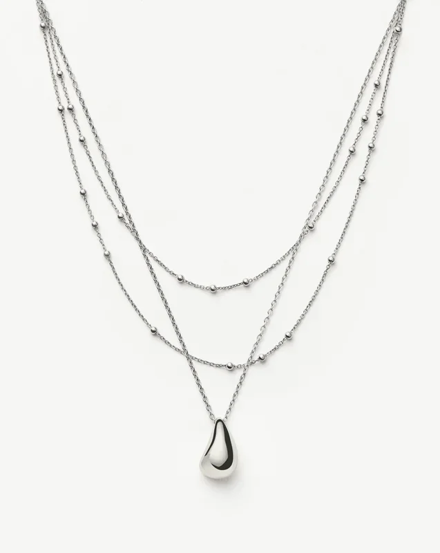 Savi Droplet Pendant & Double Necklace Set | Sterling Silver