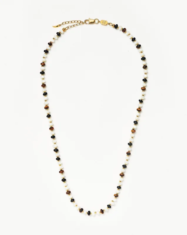 Savi Pearl & Gemstone Beaded Necklace | 18ct Gold Plated/Multi