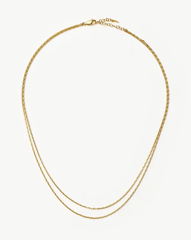 Savi Twisted Double Chain Necklace | 18k Gold Plated