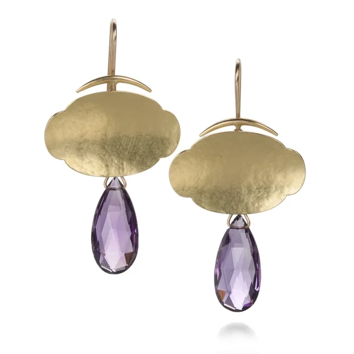 Scallop Earrings with Amethyst Drops