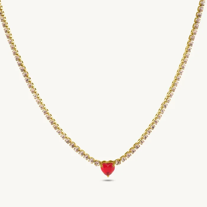 Scarlet Spark Heart Necklace
