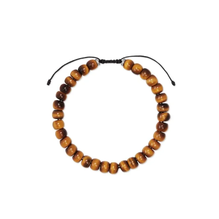 Scott Bros. Cade Oxidized Sterling Silver Corded Bracelet In Brown Tigers Eye