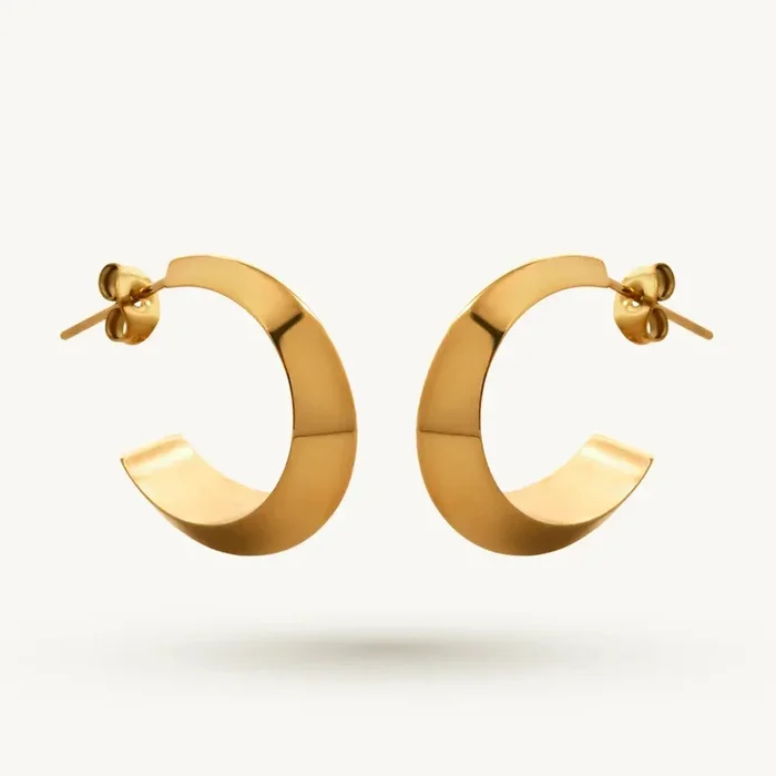 Sculpted Chunky Golden Hoop Earring
