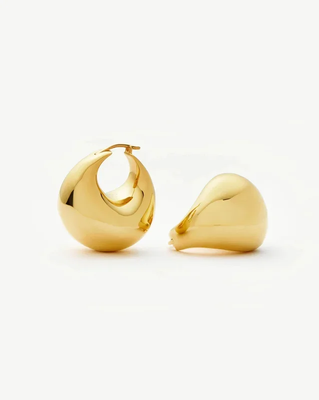 Sculptural Chubby Dome Medium Hoop Earrings | 18ct Gold Plated