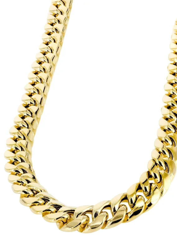 Semi Solid Yellow Miami Cuban Link Chain 14K Gold