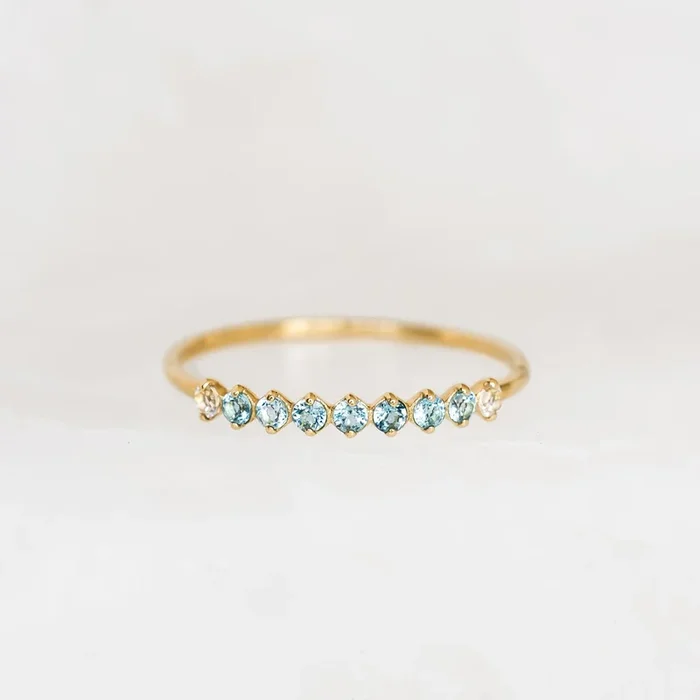 September Birthstone Ring 14k Gold – Ombre London Blue Topaz