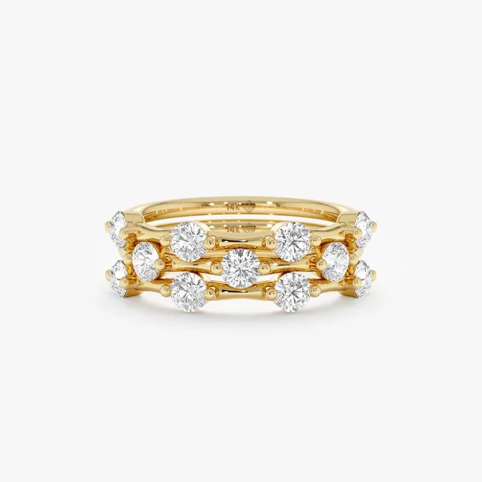 Set of 3 Lab Grown Diamond Station Rings, Lunessa