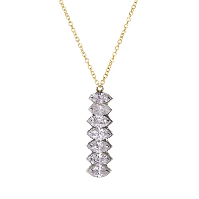 Seven Marquise Diamond Pendant Necklace