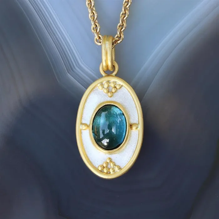 Sheila Stillman Drop of Tourmaline Pendant in 22k Gold & Sterling Silver