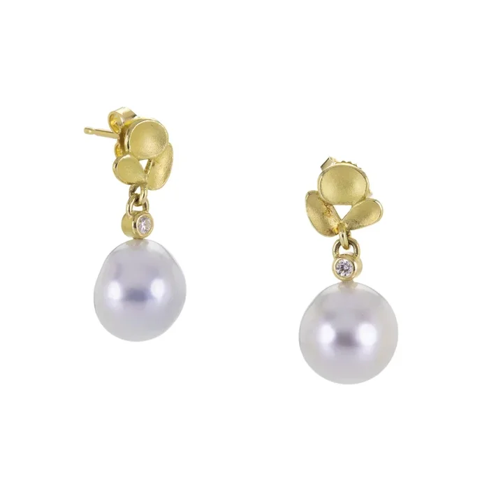 Shell and Pearl Drop Earrings