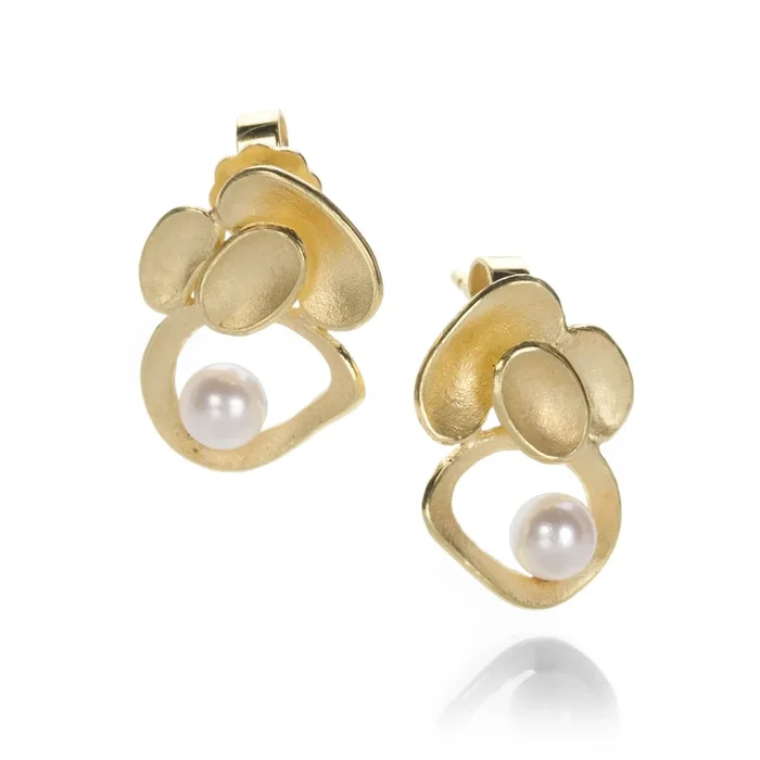 Shell Cluster Studs with Akoya Pearls