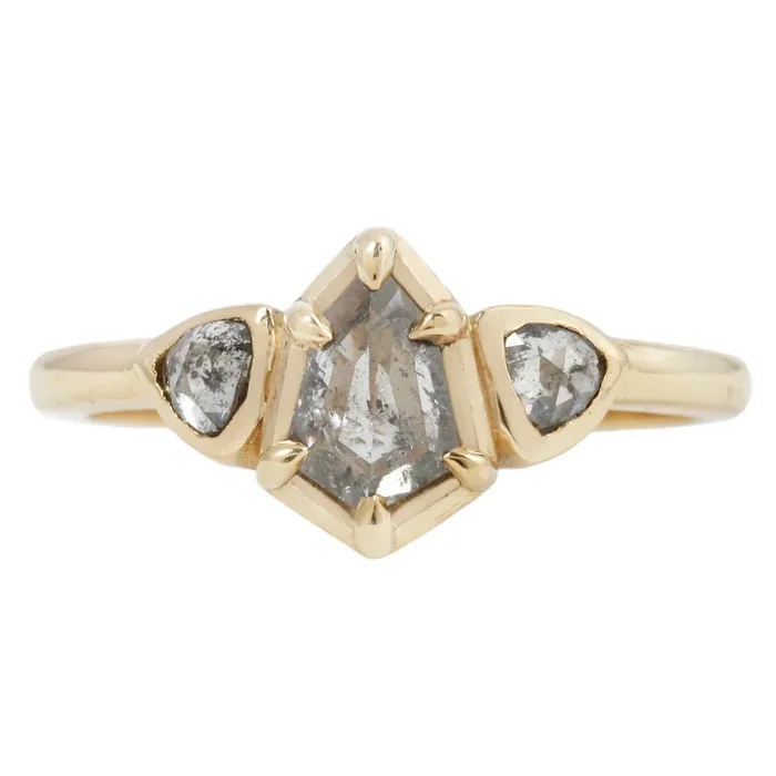 Shield Three Diamond Ring