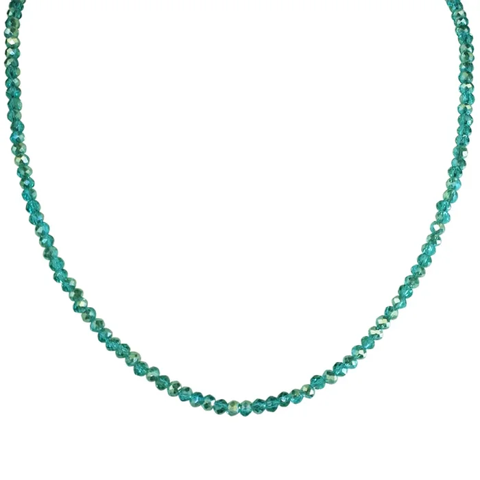 Shimmer Bead 18″ Necklace (Goldtone/Aqua)