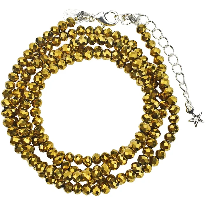 Shimmer Bead 32″ Necklace (Sterling Silvertone/Gold Platinum Beads)