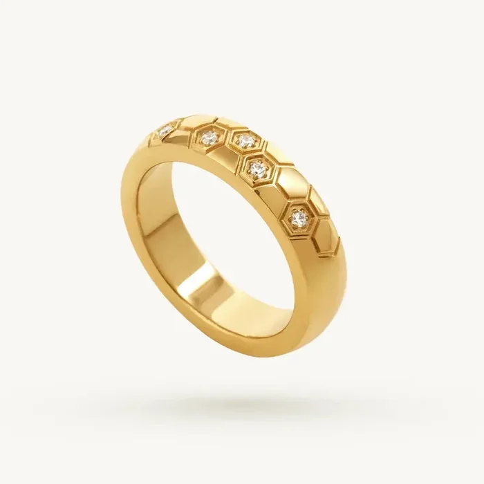 Shiny Honeycomb Band Ring