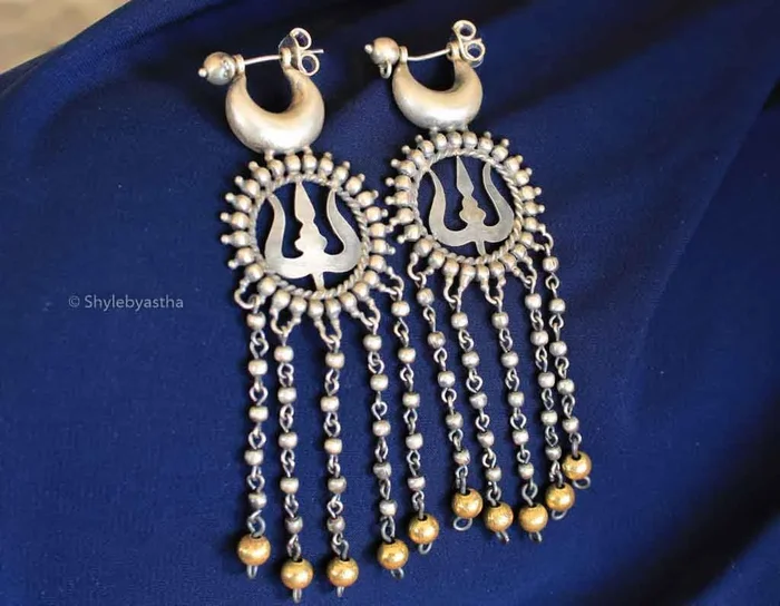 Shiva Trishul Dual Tone Danglers