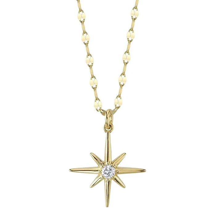 Shy 14Ky North Star Diamond Pendant Necklace