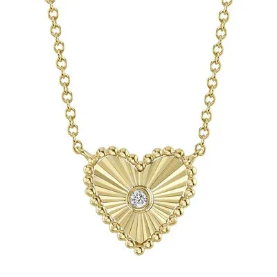 Shy Creation .02ctw Diamond Heart Necklace