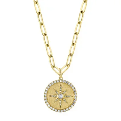 Shy Creation .43ct Diamond Star Disc Pendant