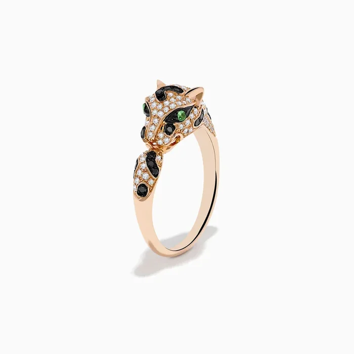 Signature 14K Rose Gold Diamond and Garnet Panther Ring, 0.56 TCW