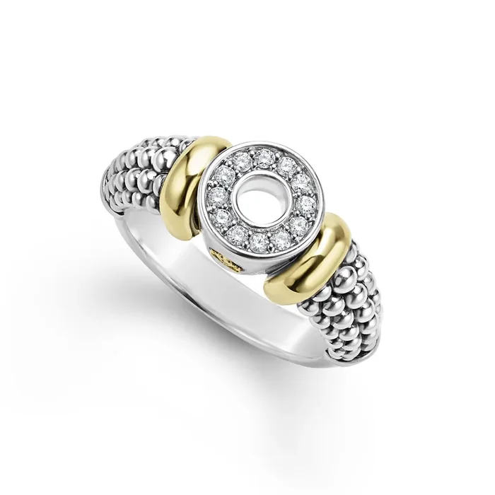Signature Caviar Two-Tone Diamond Circle Caviar Ring