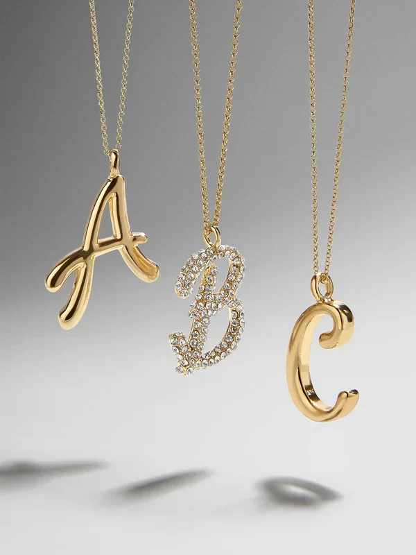 Signature Initial Necklace – Gold/Pavé