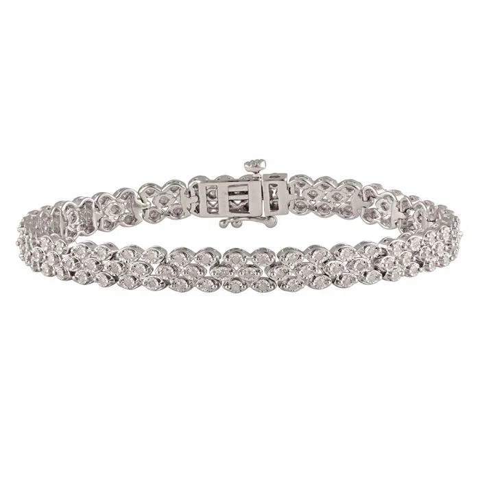 Silver 1 Carat Diamond 18cm Bracelet