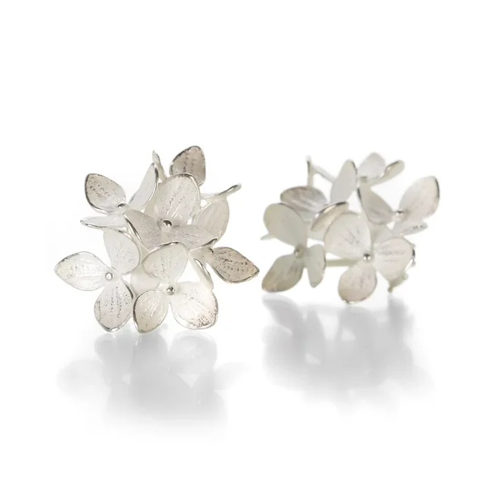 Silver 6 Part Medium Hydrangea Earrings