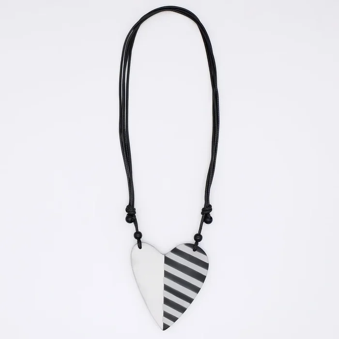 Silver and Black Anastasia Heart Pendant