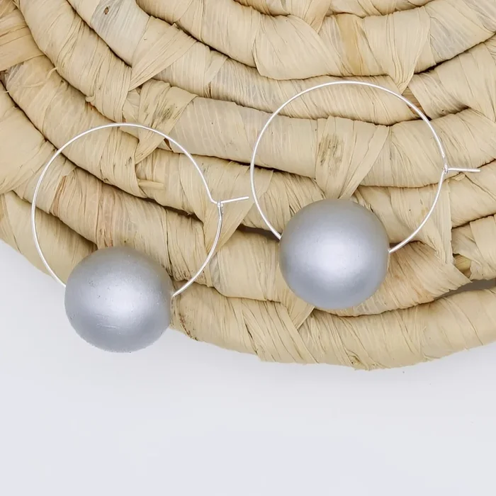 Silver Ball Hoop Dangle Earring