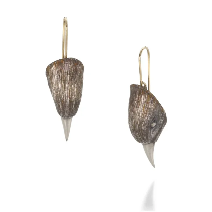Silver Bird Head Earrings-1